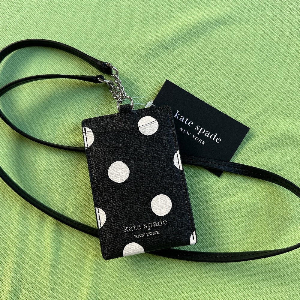KATE SPADE MORGAN SUNSHINE DOT LANYARD:NWT BLACK/MULTI